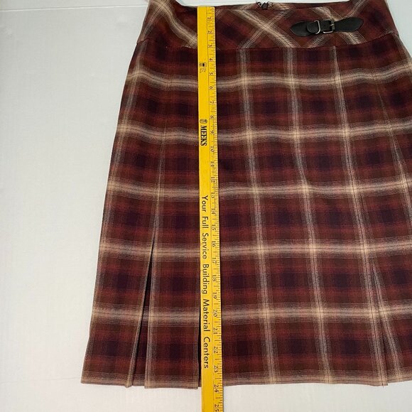 JONES WEAR Skirt Size 10 Pleated Knee Length Brown Plaid Lined Zip Back Stretch - Picture 12 of 12